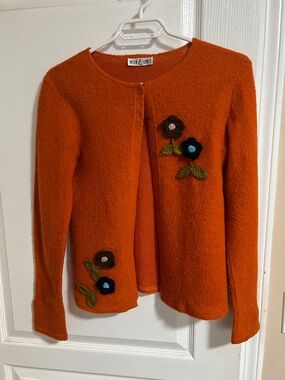 Mode Expres Orange  Floral Cardigan